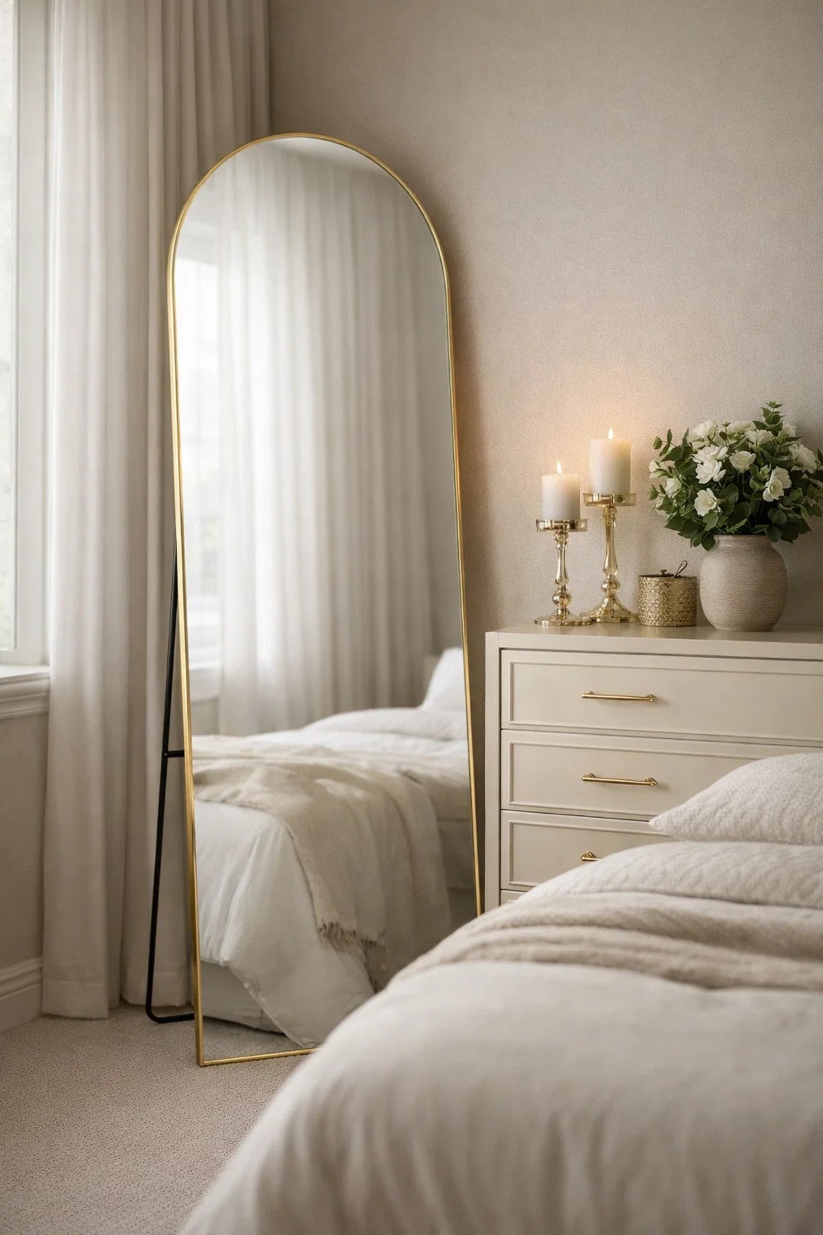 Gold Arch Standing Floor Mirror 180x70cm Full Length Bedroom gold arch standing