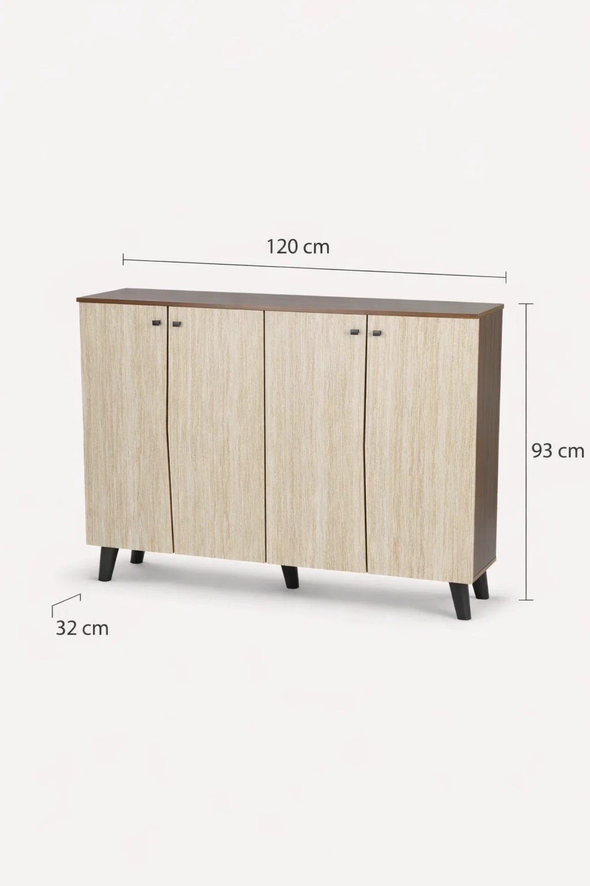 Dark Brown and Beige Shoe Cabinet with Minimal Design 120 x 32 x 93 cm