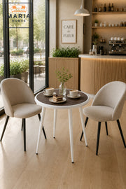 Modern Round Dining Table Kitchen Table Wooden Top with White Legs for CafŽ Dining Room