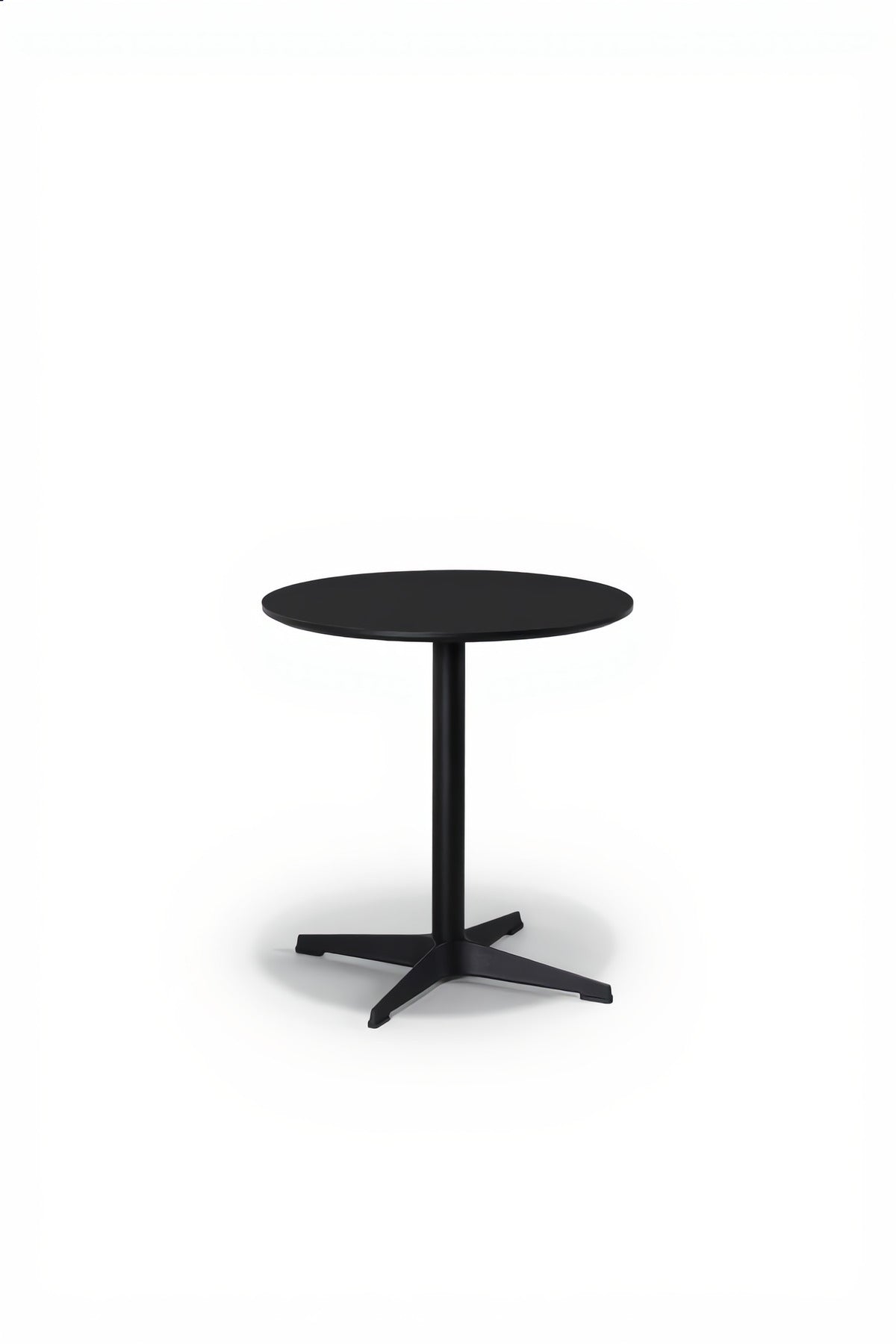 Modern Black Round Cafe Table 70cm Wood Top Metal Cross Base for Kitchen Dining Breakfast Nook