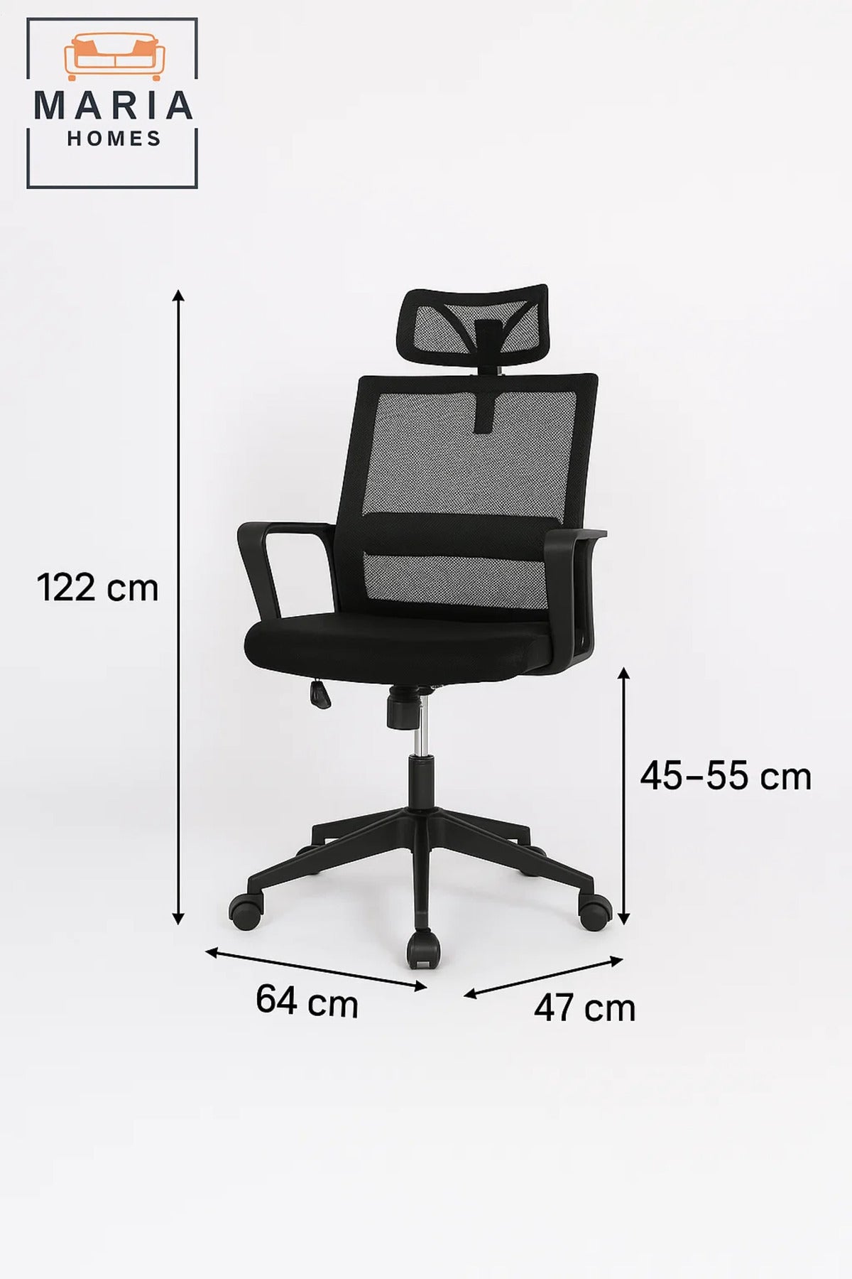 Affordable Black Mesh Office Chair with Headrest and Breathable Back for Home and Office Use