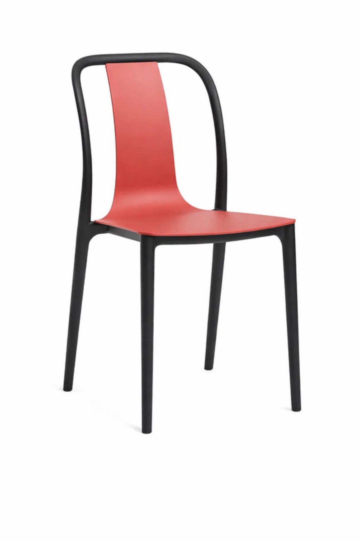 Bold Red Plastic Chair with Black Frame, 88x41x47 CM