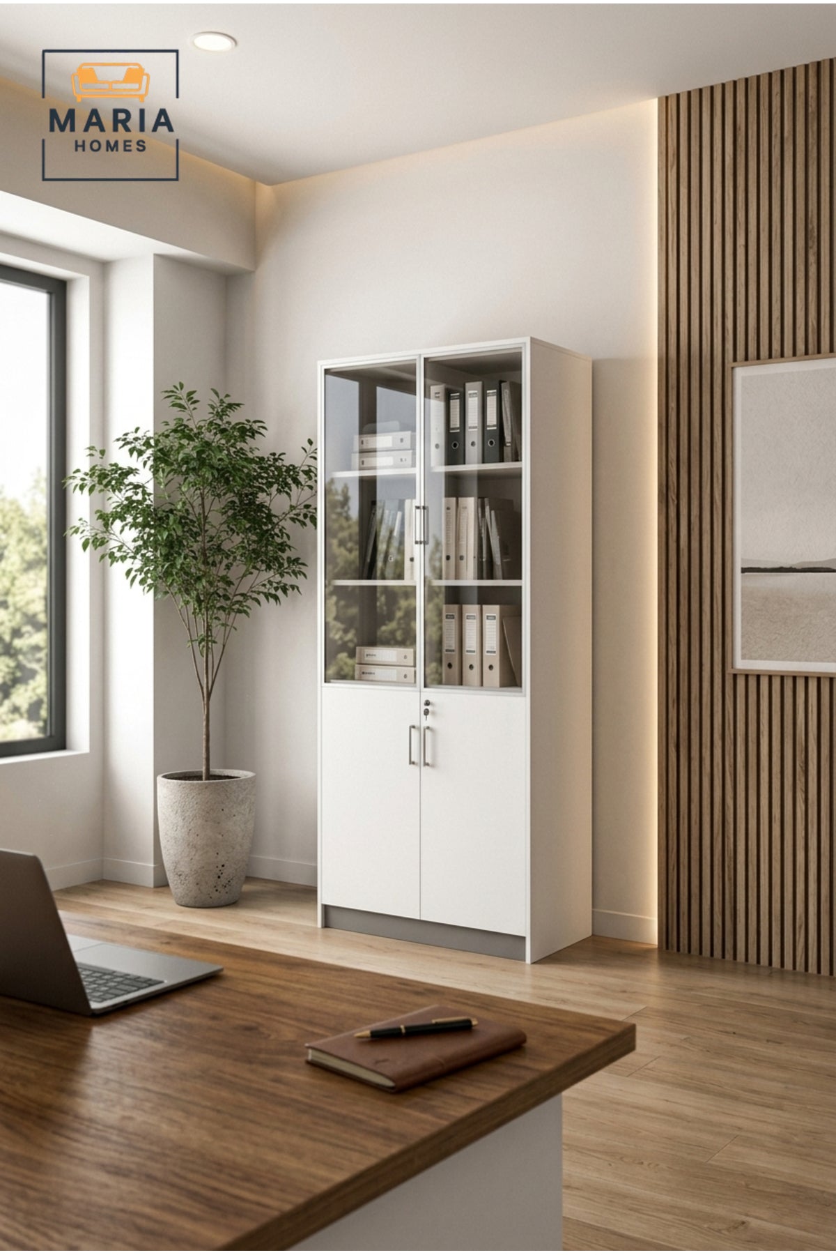 Tall Glass Door Office Cabinet √ê Lockable Storage & Filing Cabinet for Office Organization