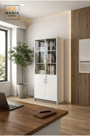 Tall Glass Door Office Cabinet √ê Lockable Storage & Filing Cabinet for Office Organization