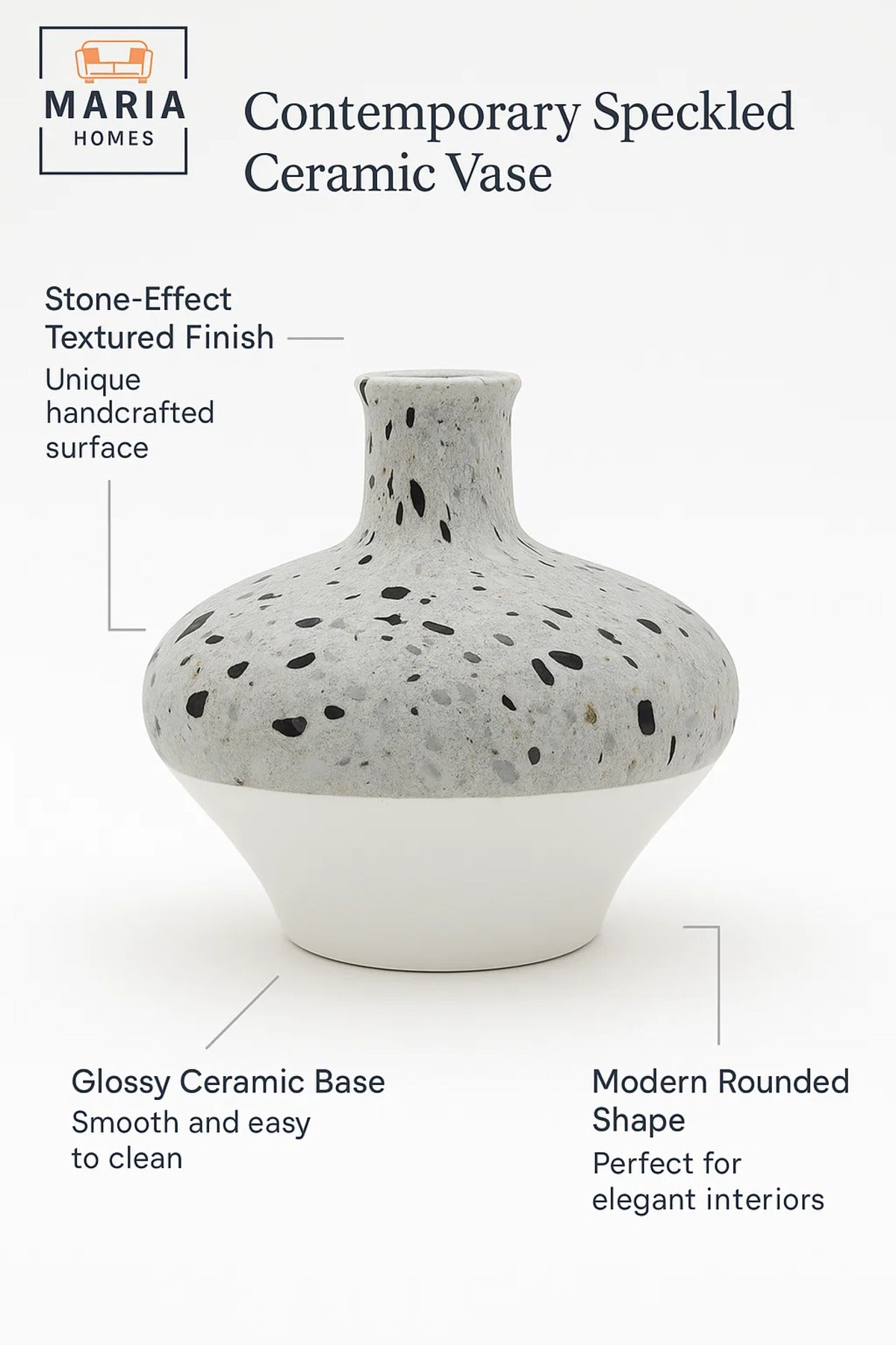 Terrazzo Pattern Ceramic Vase – Modern Round Decorative Flower Pot