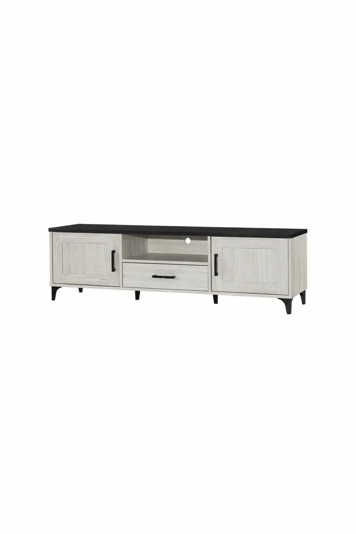 White Oak TV Stand √ê 160x40x50 cm Modern Wooden Plasma Table with Cabinets & Drawer