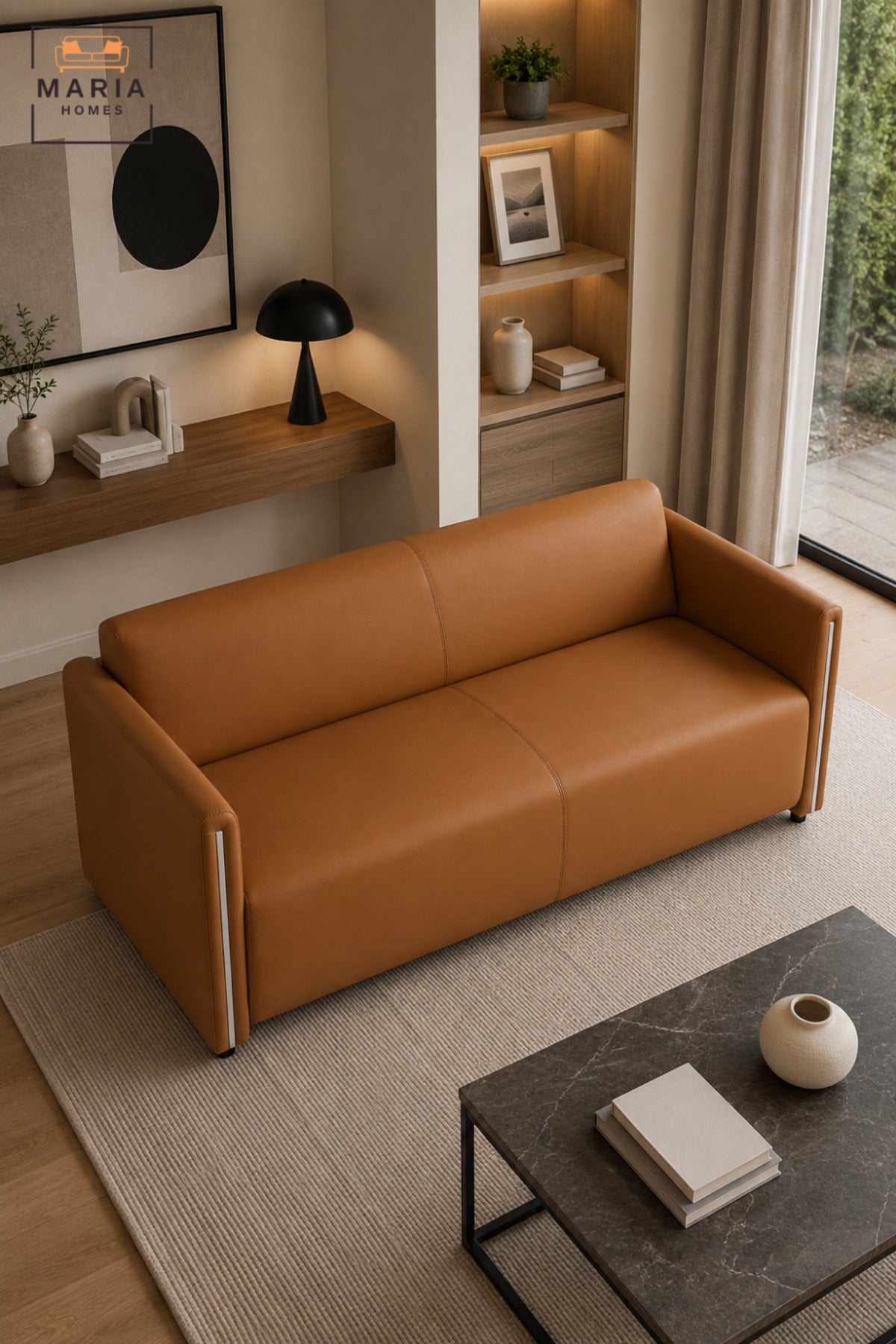 Modern 3 Seater Upholstered Sofa with Padded Seat and Sleek Armrests | Contemporary Couch for Living Room, Office, Reception & Lounge