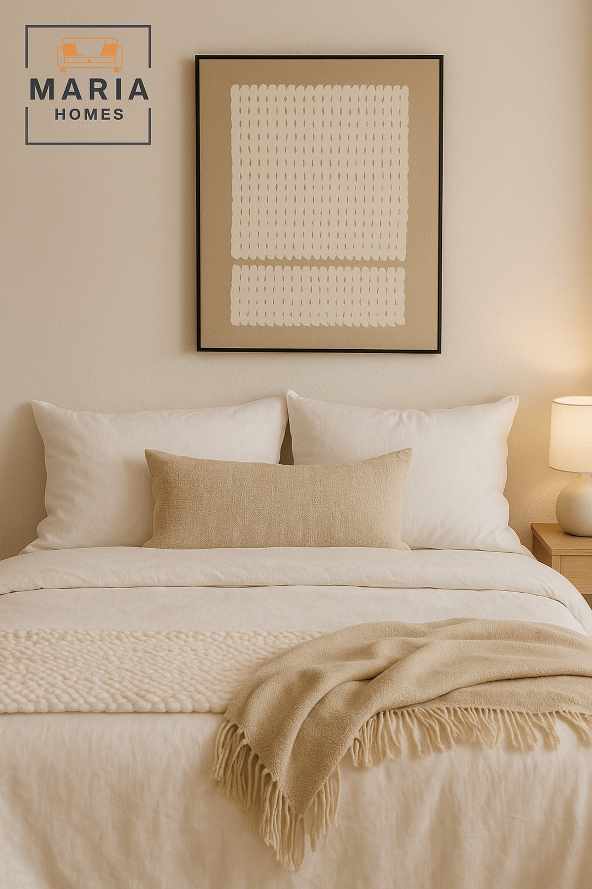 Large White & Beige Minimalist Pattern Wall Art Ð Framed Canvas 120_80 cm