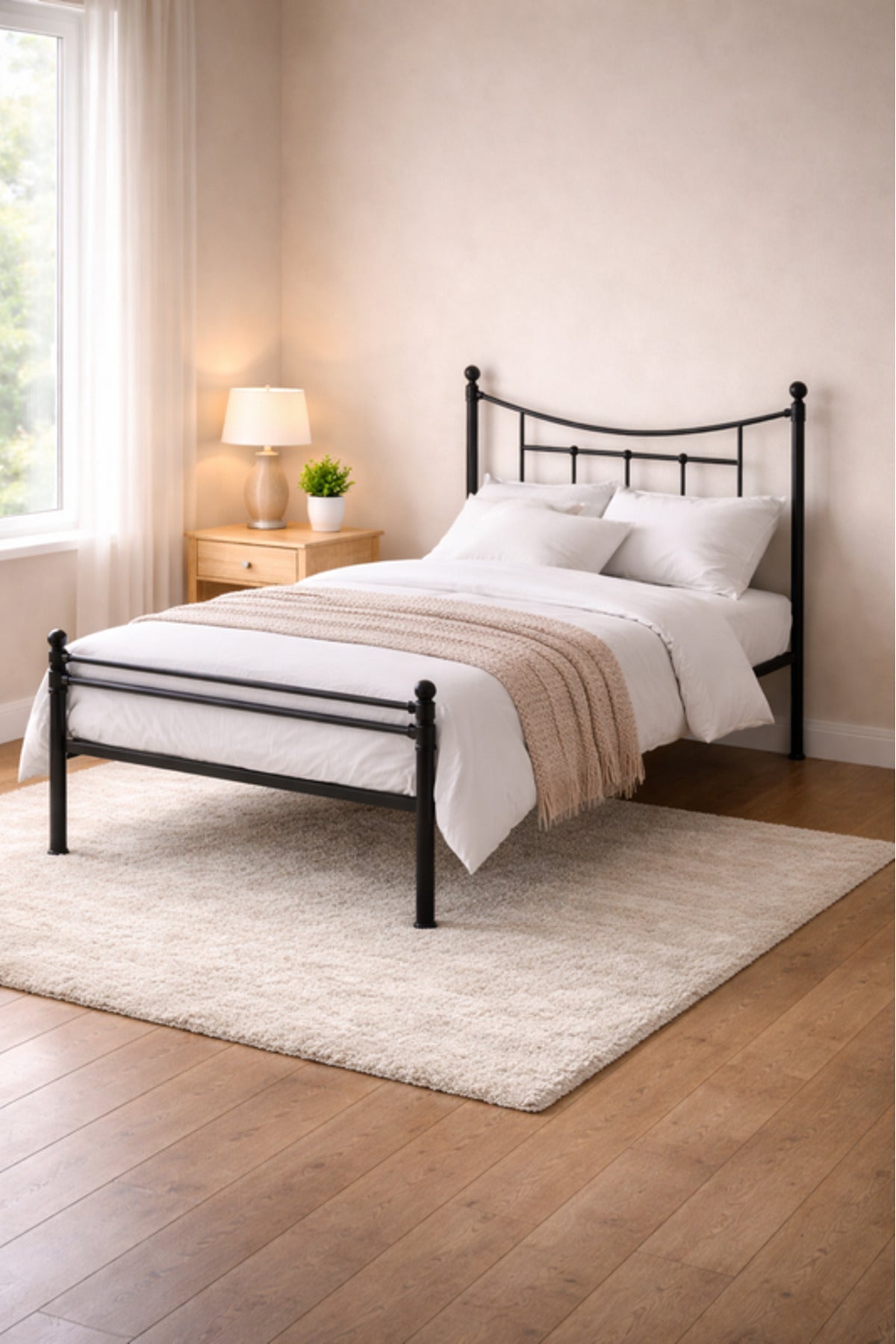 Black Metal Bed Frame with Curved Headboard black metal bed / Base