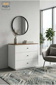 Modern 3-Drawer Chest with Wooden Top and Compact Storage Design, Freestanding Dresser Cabinet for Bedroom, Living Room, Hallway and Office