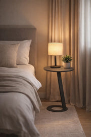 Elegant D.Grey Side Table with Sleek Metal Base, 45x45x60 CM elegant grey side
