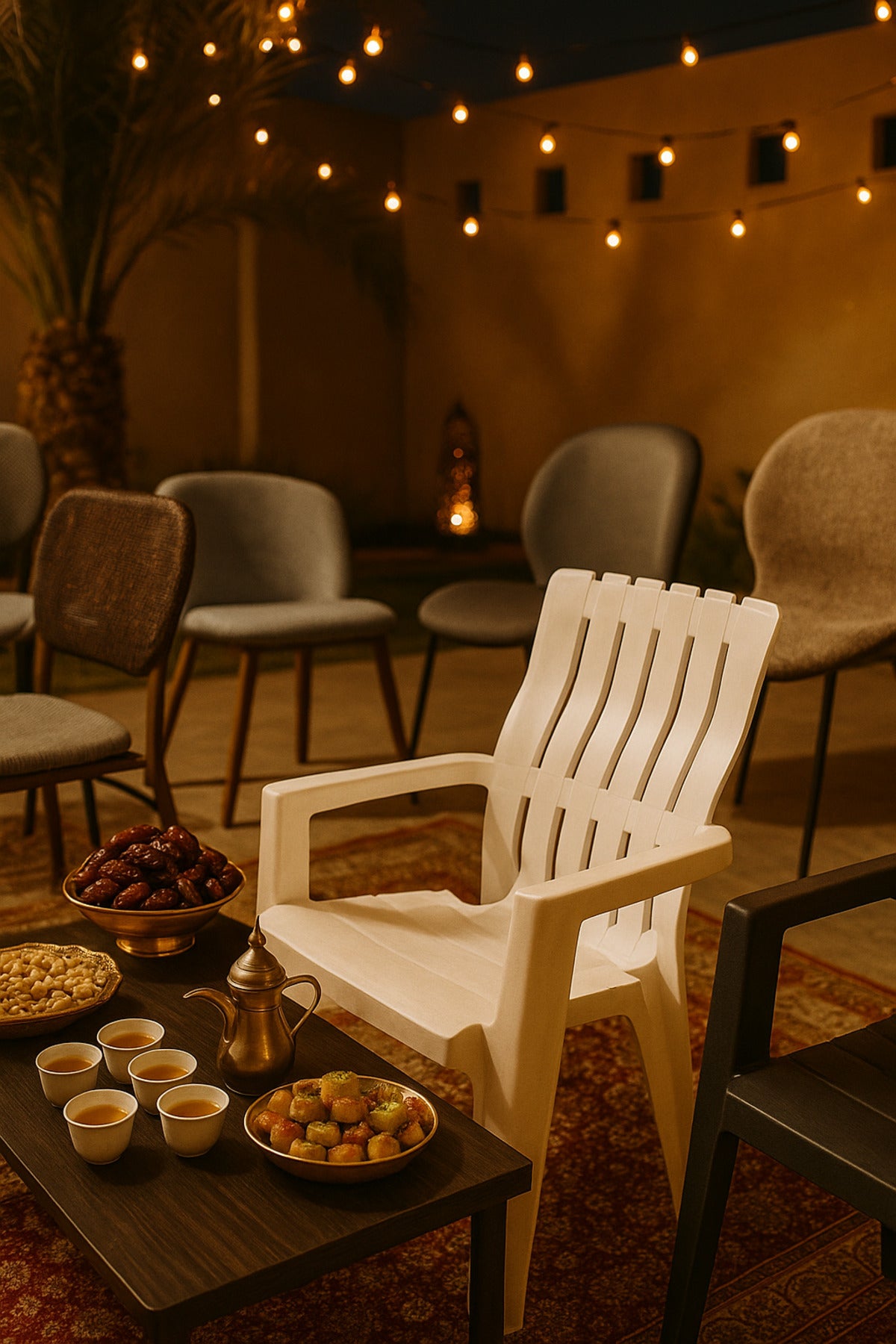 White Plastic Arm Chair Ð Stackable Durable Garden & Patio Chair for Indoor & Outdoor