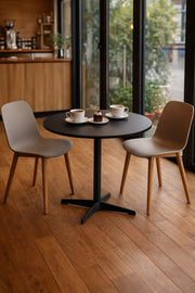 Stylish Black Round Dining Table 80cm Modern Bistro Coffee Table for Kitchen and Living Room