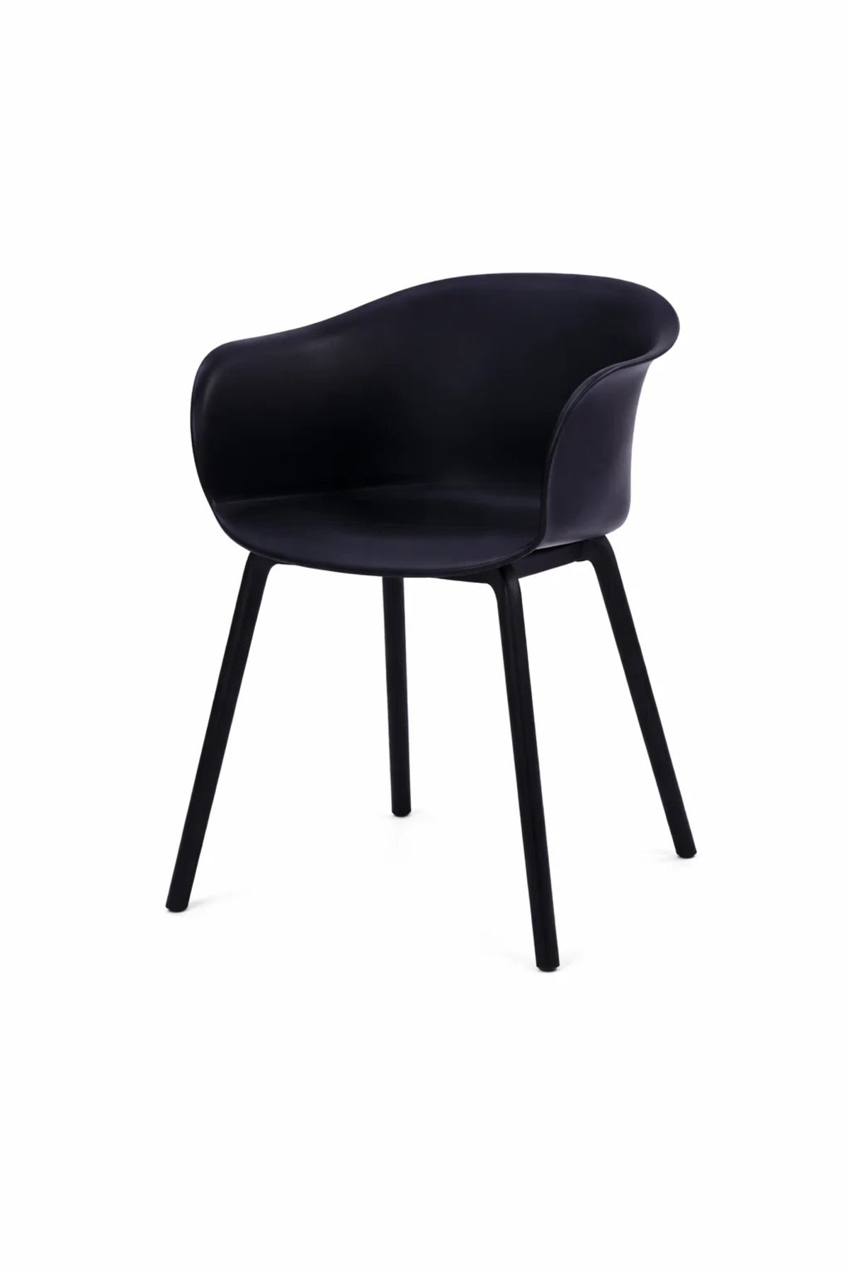 Modern Black Plastic Armchair with Metal Legs