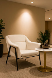 Cream Fabric Lounge Chair, Modern Armchair for Living Room, Bedroom, Entryway & Office Cabin