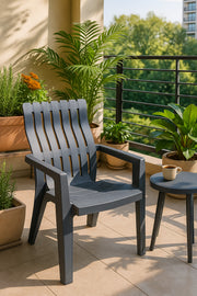 Durable Grey Plastic Arm Chair for Outdoor & Indoor Ð Stackable Garden & Patio Seating