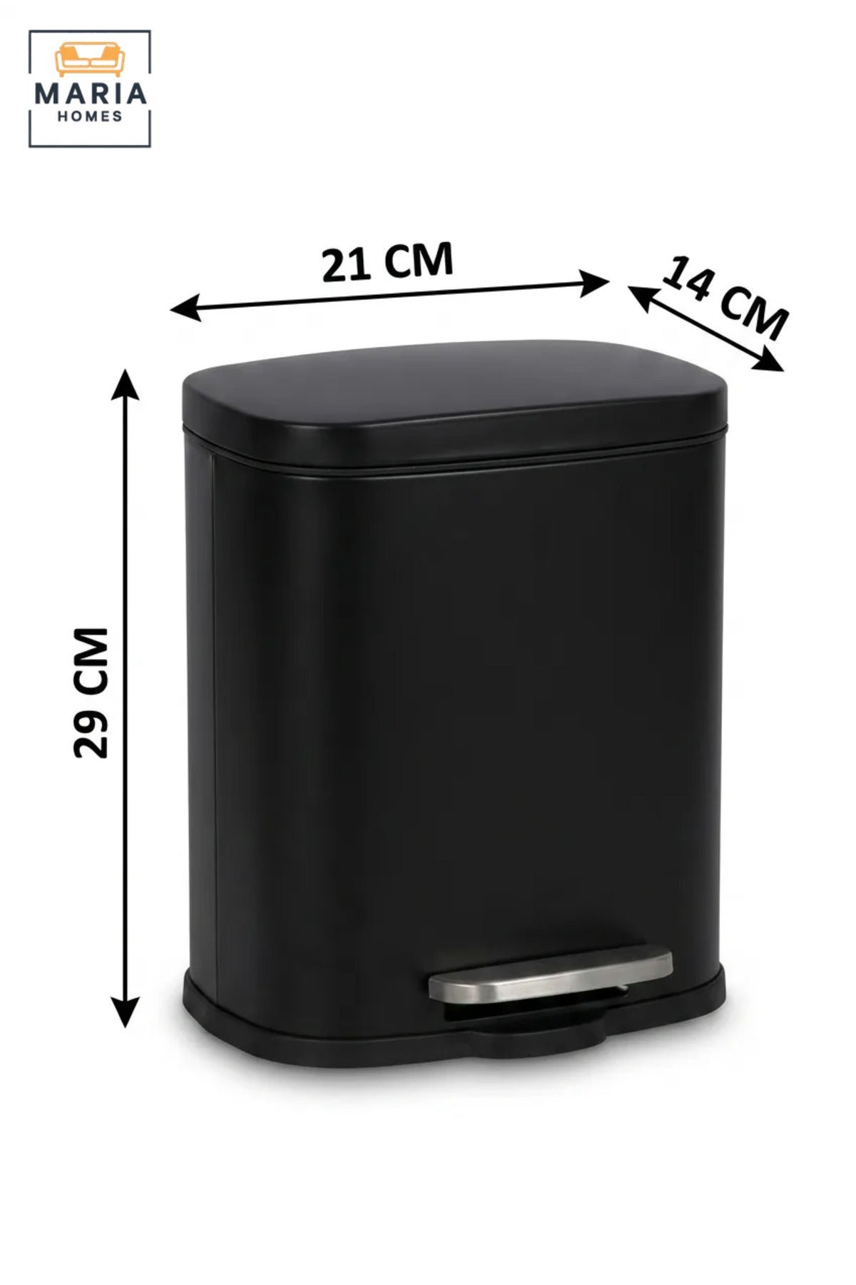 Compact Rectangular Pedal Trash Bin with Lid, Small Hands-Free Waste Container for Bathroom, Bedroom, Office, Vanity Area and Hotel