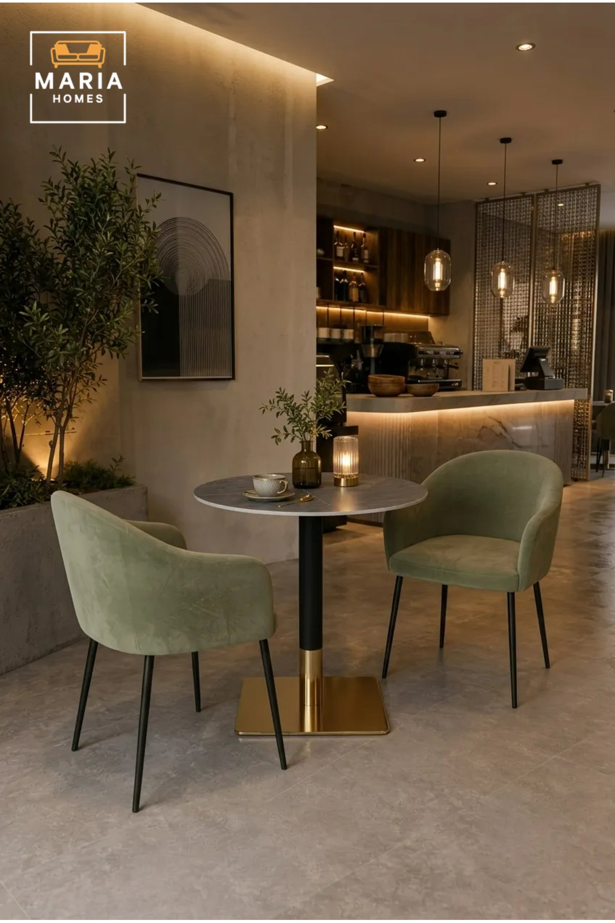 Modern Round Bistro Table with Gold Base for Cafe Balcony Dining Room Luxury Furniture