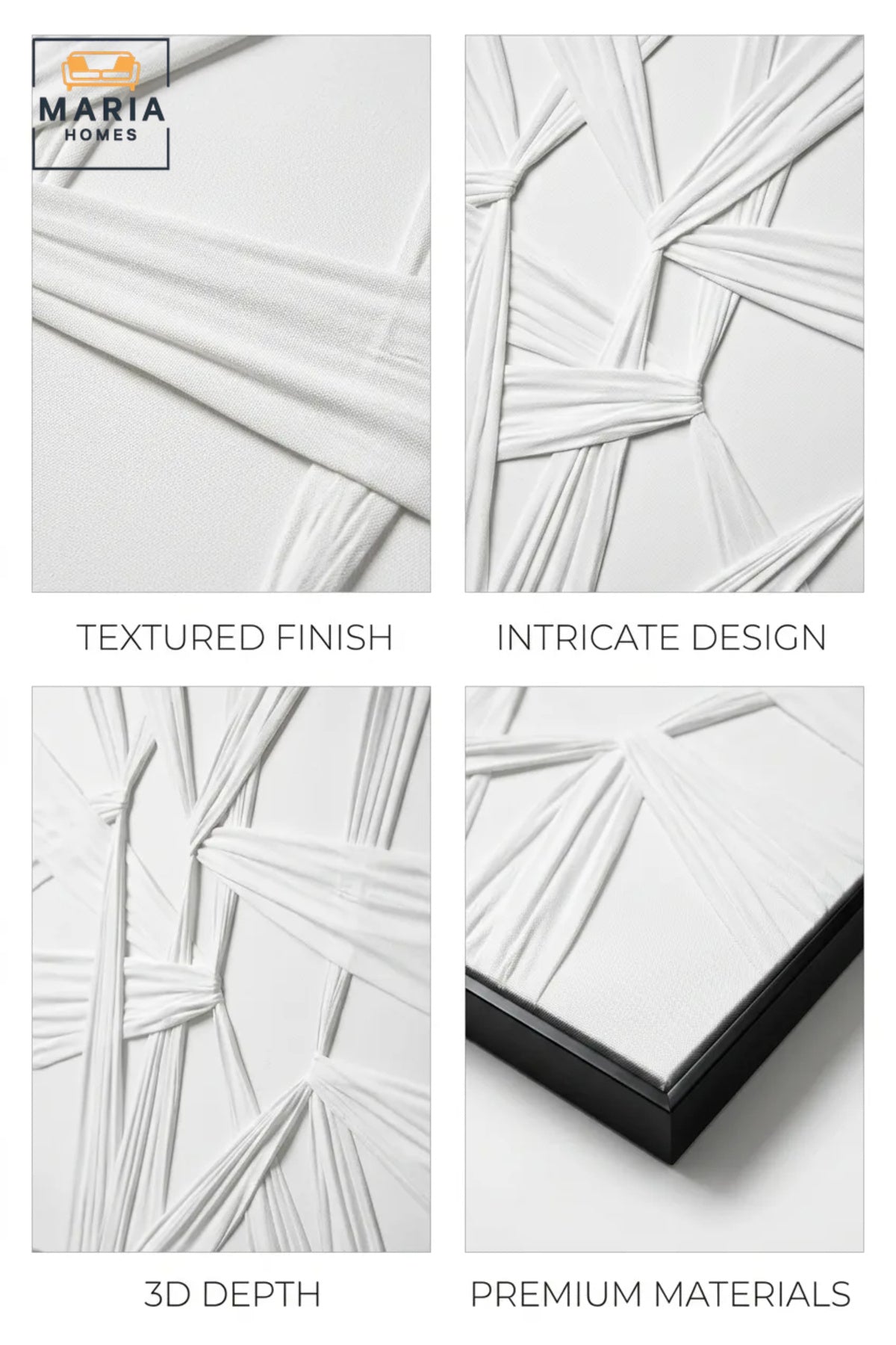 White Geometric Relief Wall Art √ê Modern Abstract Textured Decorative Panel