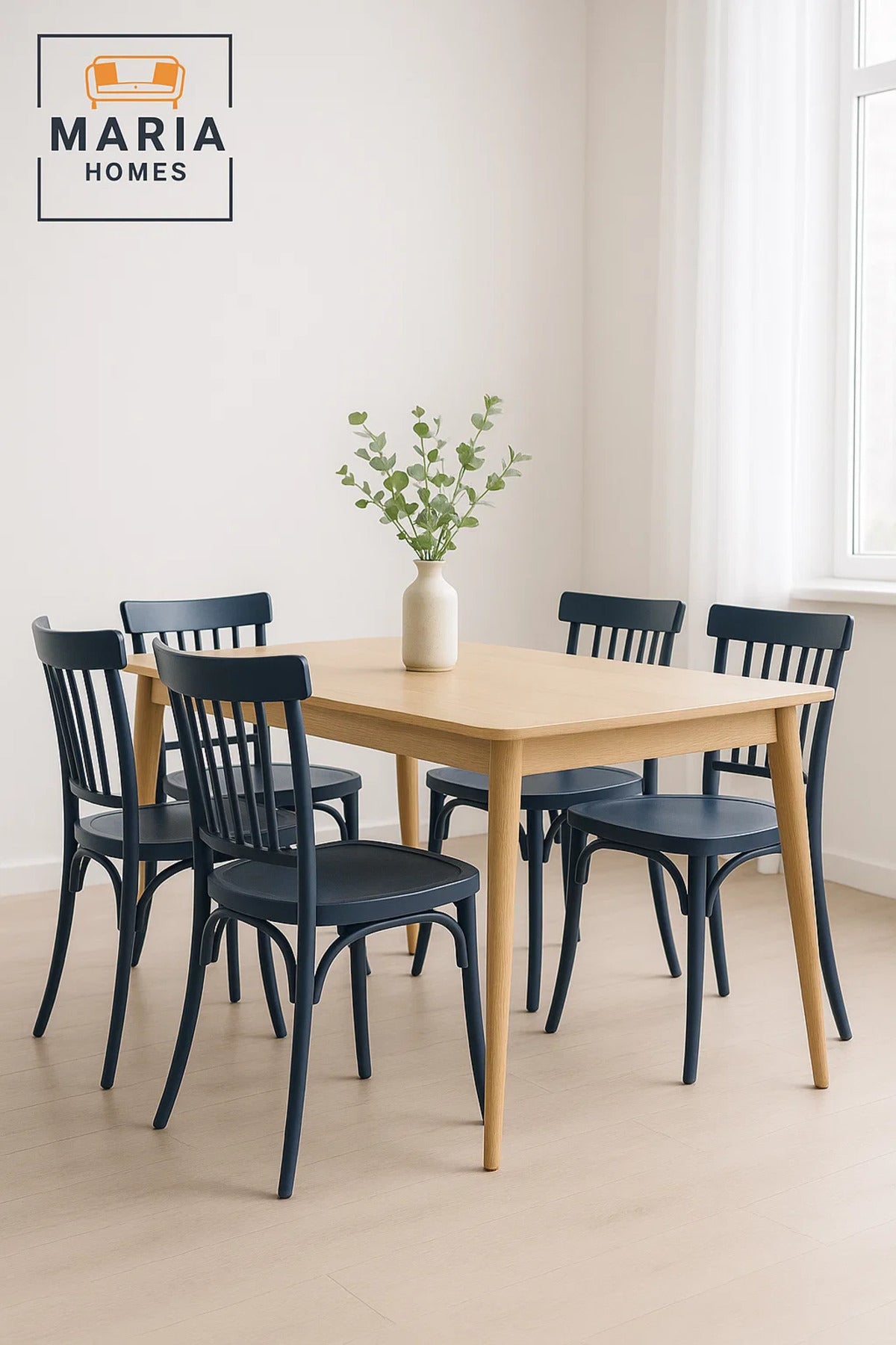 Navy Blue Plastic Cafe Chair √ê Modern Vertical Slat Back Dining Chair for Indoor and Outdoor Use