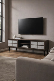 Brown & Grey TV Stand √ê 160x40x45 cm Modern Plasma Table with Cabinets & Shelves
