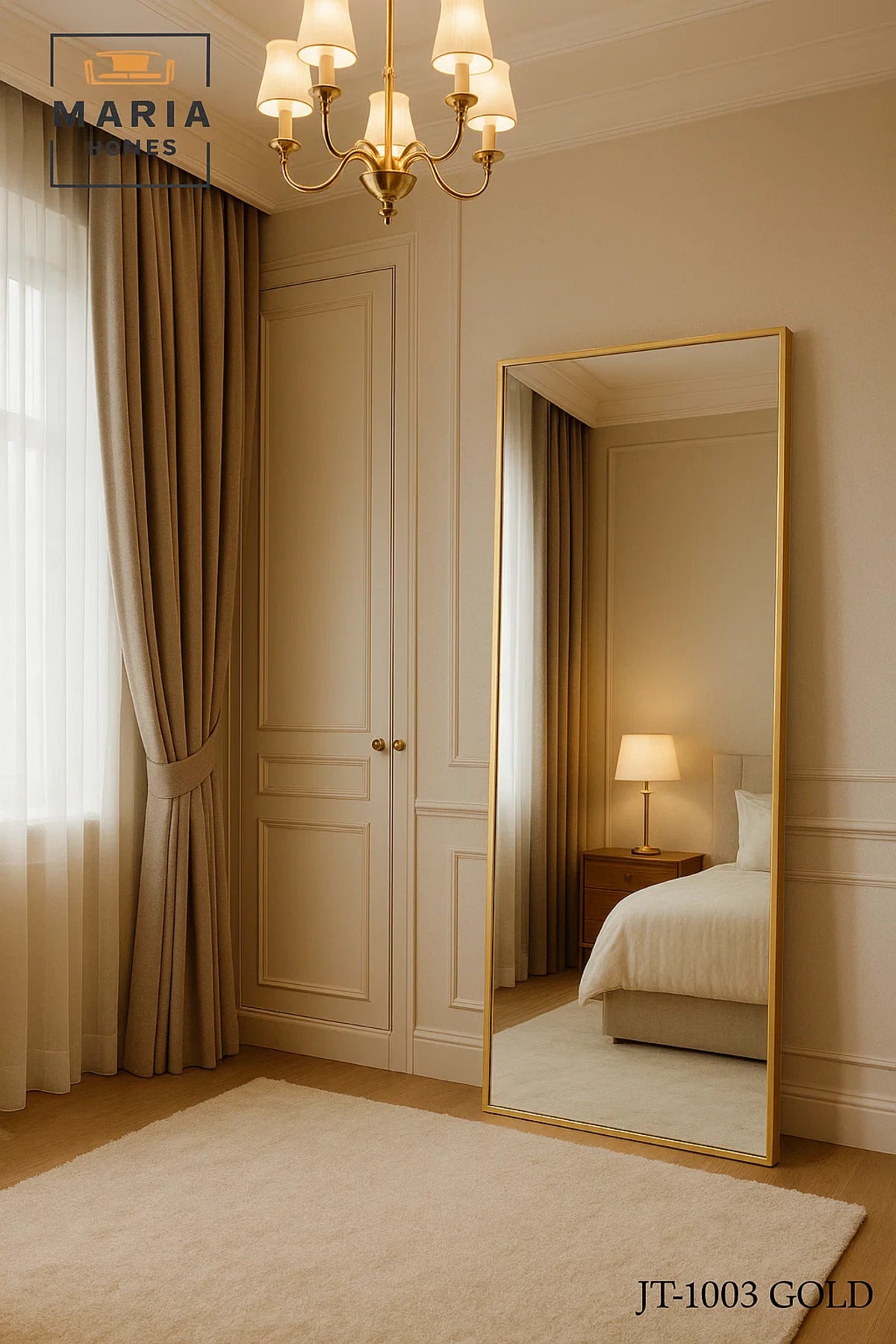 Full-Length Mirror with Gold Frame