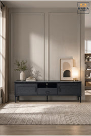 Modern TV Stand Entertainment Center Media Console with Storage Cabinet and Drawers Grey