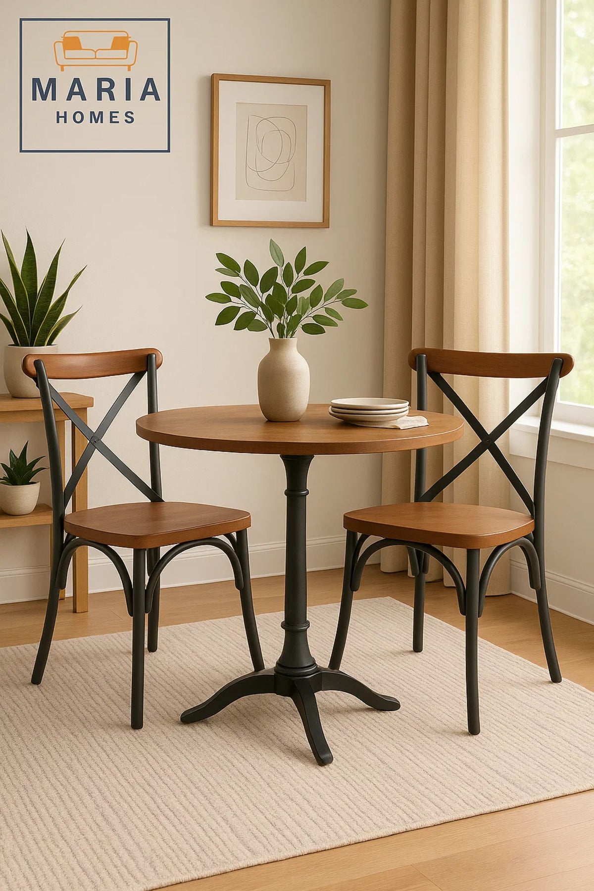 Industrial Style Cross Back Metal and Wood Chair Ð Rustic Dining or CafŽ Seating Solution