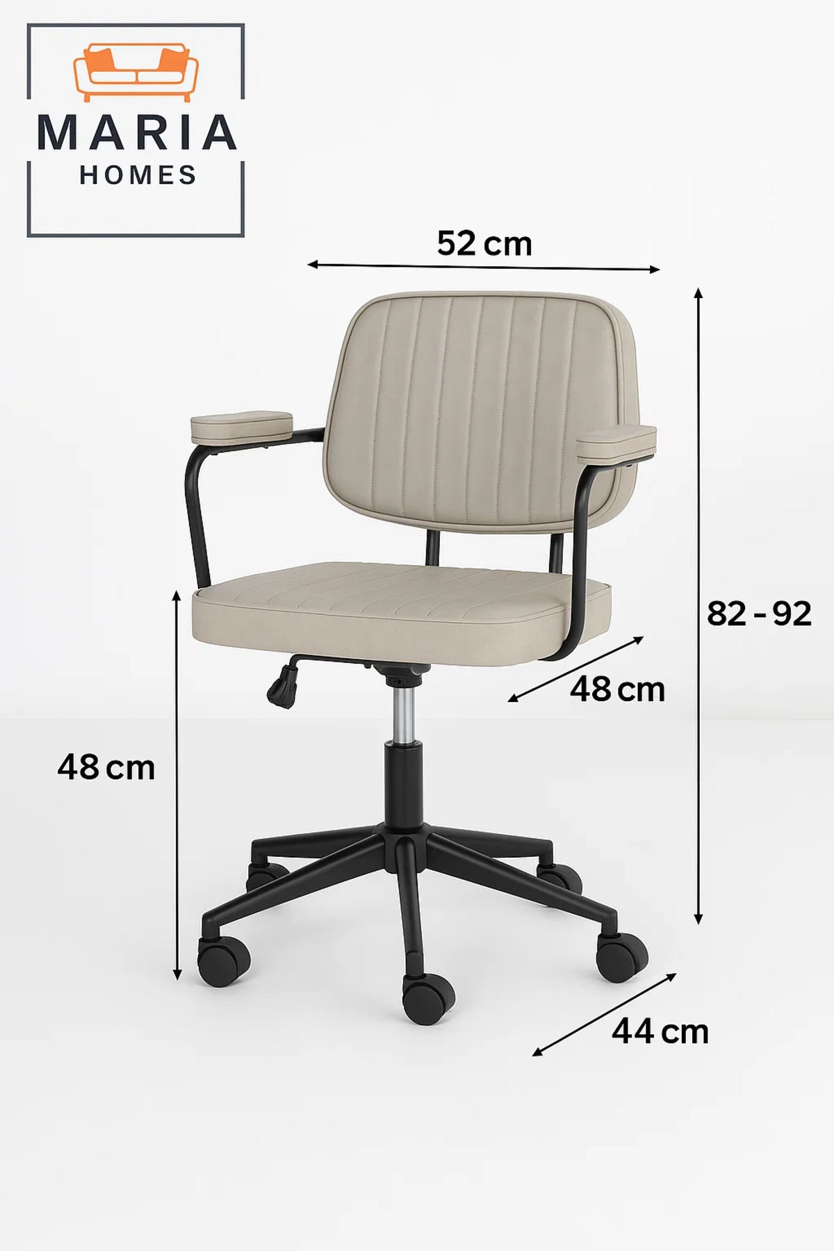 Compact Gray Office Chair with Cushioned Seat Height Ð Study or Home Office