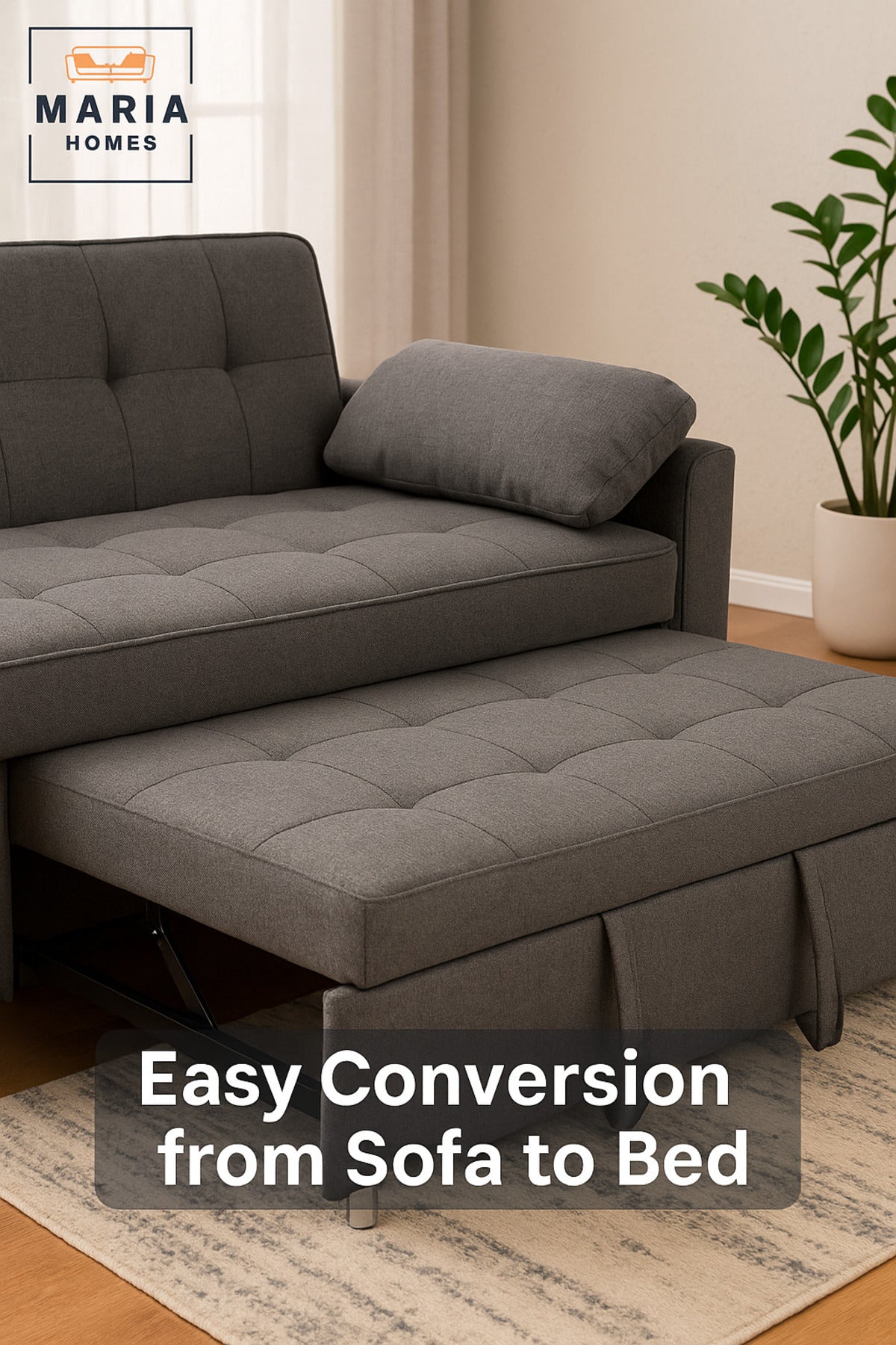 Dark Gray Convertible Sofa Bed Ð Pull-Out Sleeper with Storage for Living Room & Guest Use