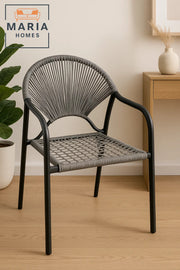 Stylish Gray Rope Woven Outdoor Chair Ð Durable and Modern Patio Seating