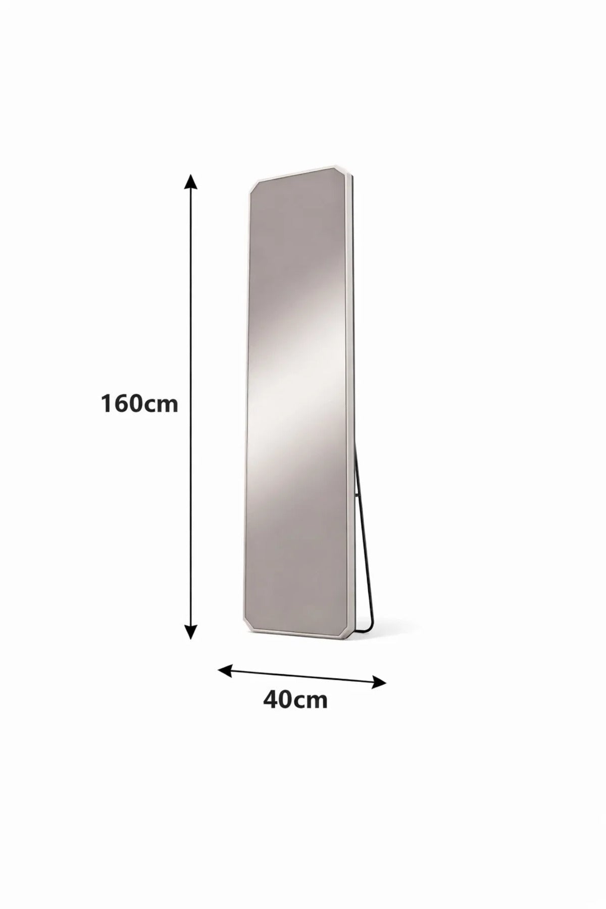 Silver Aluminum Full Length Floor Mirror 160x40cm Shatter Resistant Modern Standing Bedroom