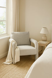 Modern Light Grey Fabric Lounge Chair | Comfortable Living Room Armchair