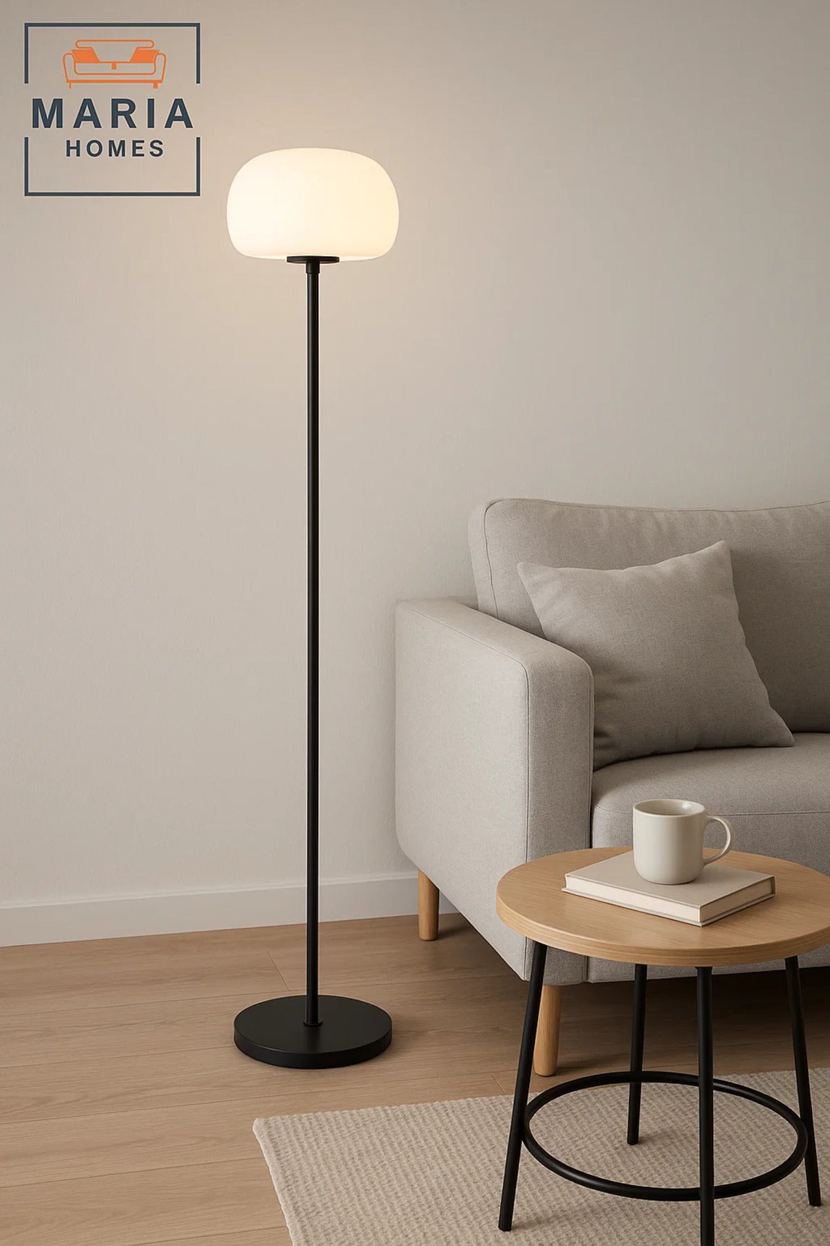 Modern Floor Lamp with Ribbed Oval Shade
