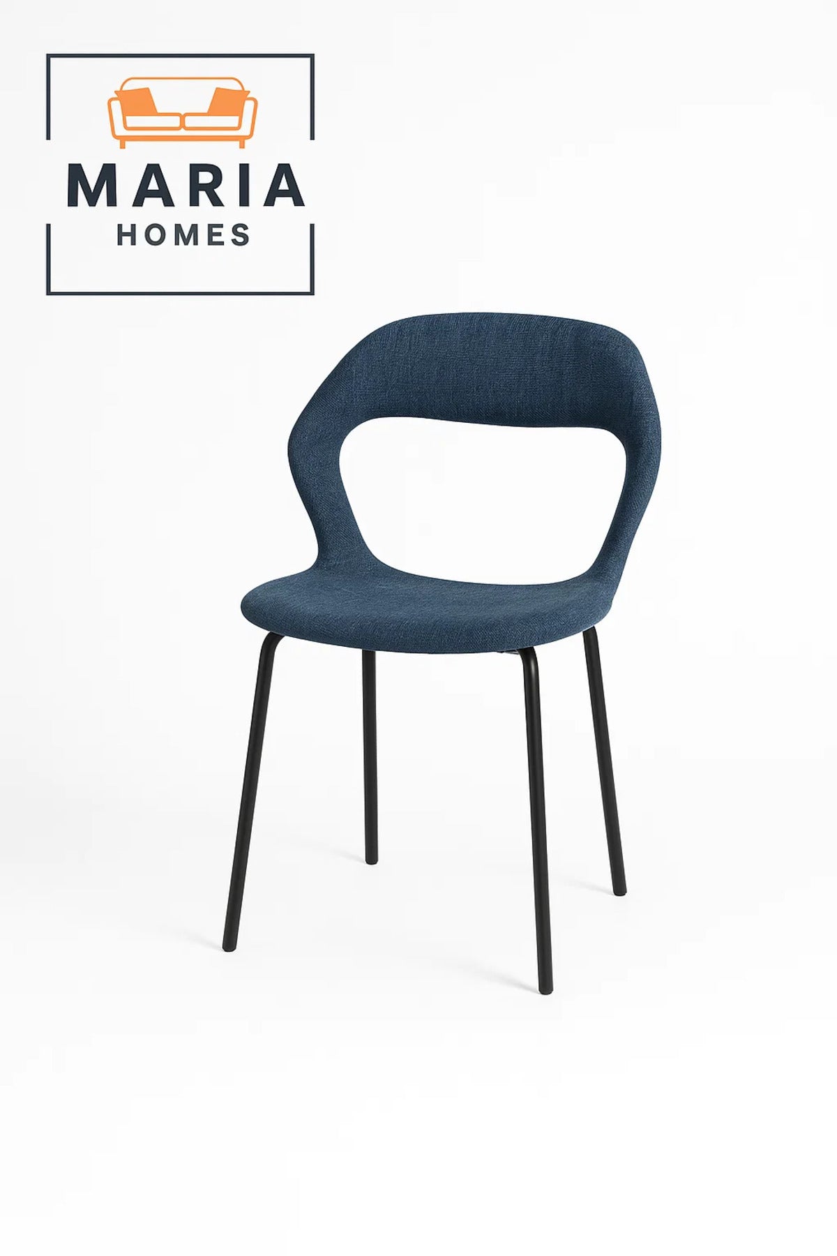 Modern Upholstered Dining Chair with Curved Back Ð Blue