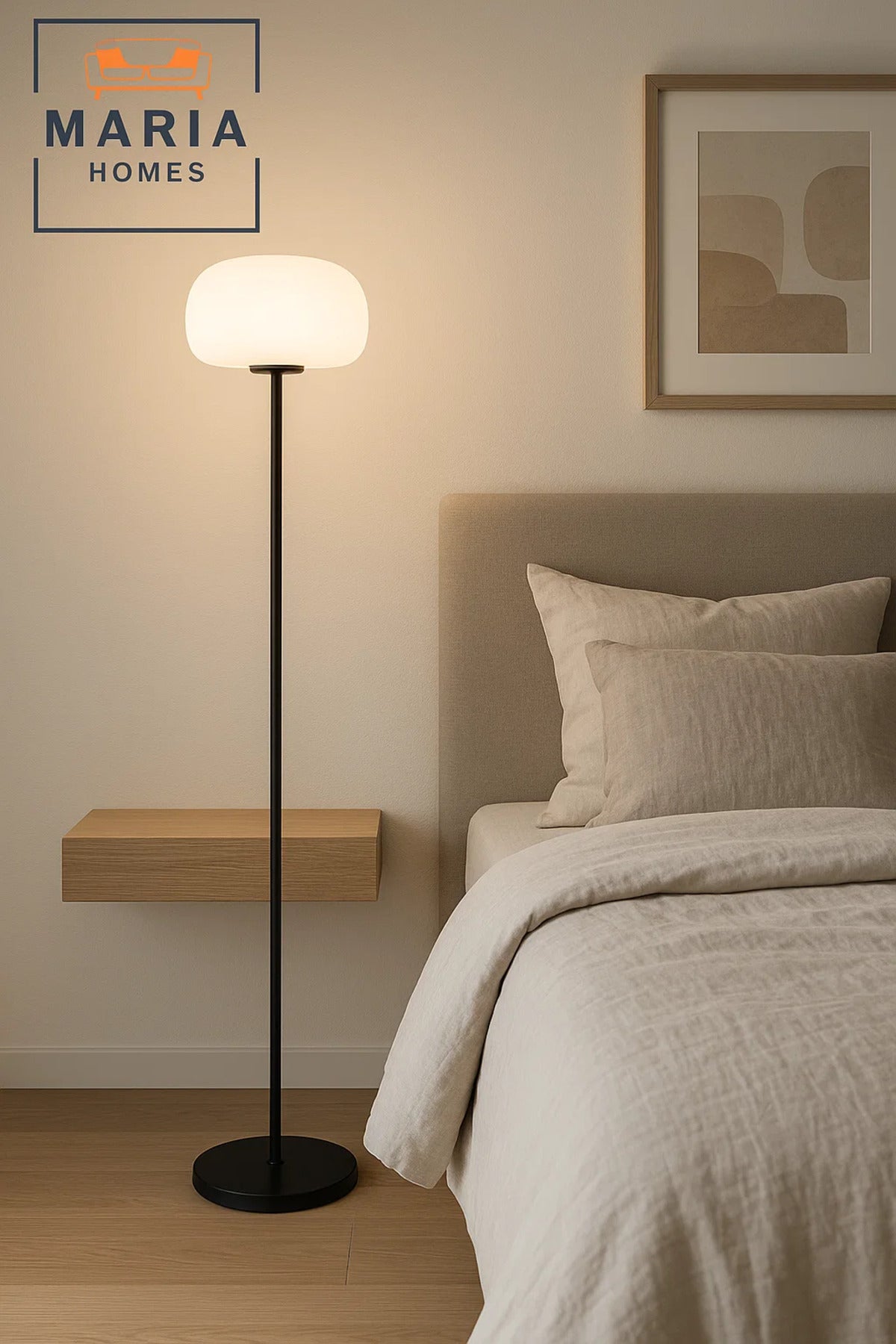 Modern Floor Lamp with Ribbed Oval Shade