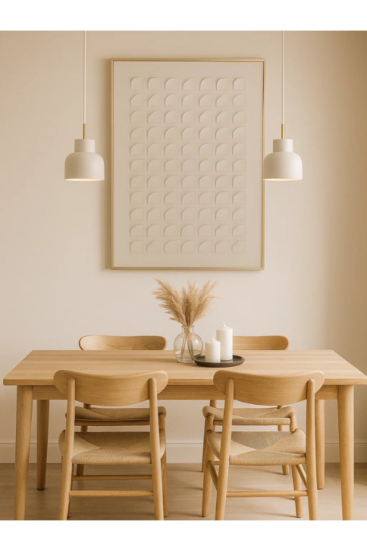 Minimalist 3D Wall Art Ð 120_80 cm Beige Geometric Pattern Framed Canvas DŽcor