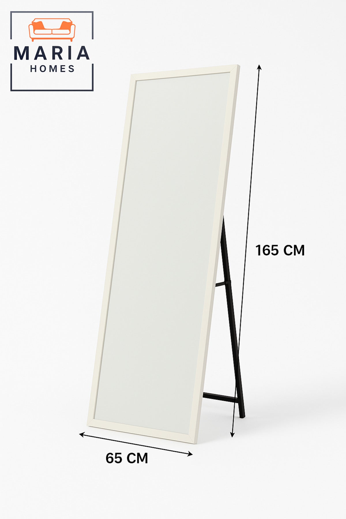 Modern White Full-Length Standing Mirror Ð 165x65 cm Floor Mirror for Home & Boutique