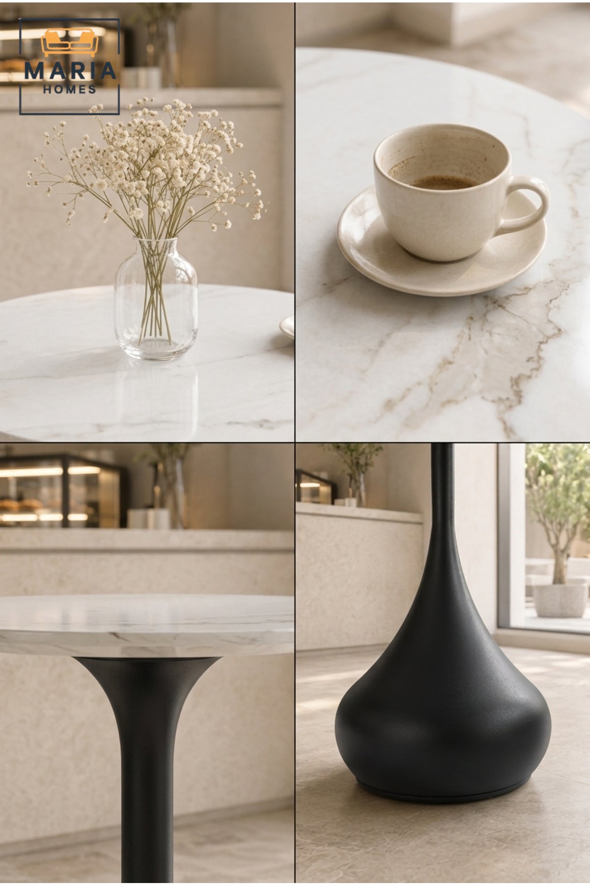 Modern Round Caf≈Ω Table Pedestal Dining Table Bistro Table for Coffee Shop Restaurant White