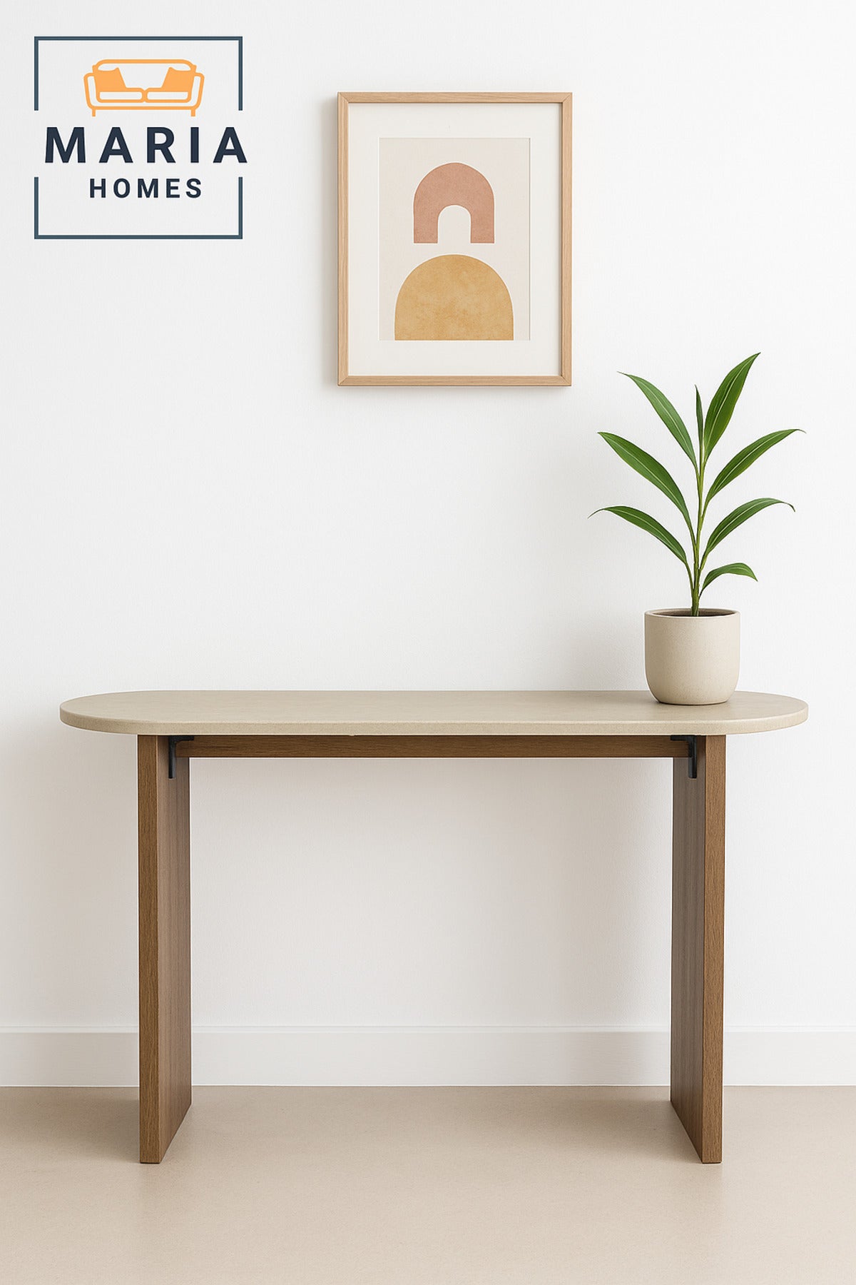 Marble Console Table 140_40_80 cm Ð Modern Entryway Table with Brown Wooden Legs