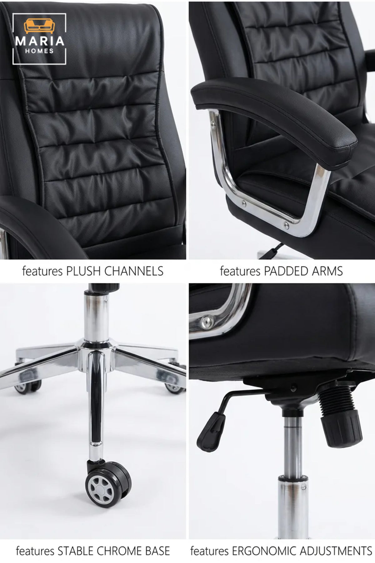 Executive Office Chair with High Backrest, Padded Armrests, Adjustable Swivel Seat and Rolling Wheels for Home Office, Study and Meeting Room