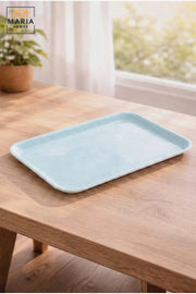Rectangular Serving Tray with Raised Edges and Rounded Corners, Lightweight Multipurpose Food Tray for Kitchen, Dining Table, Café and Restaurant