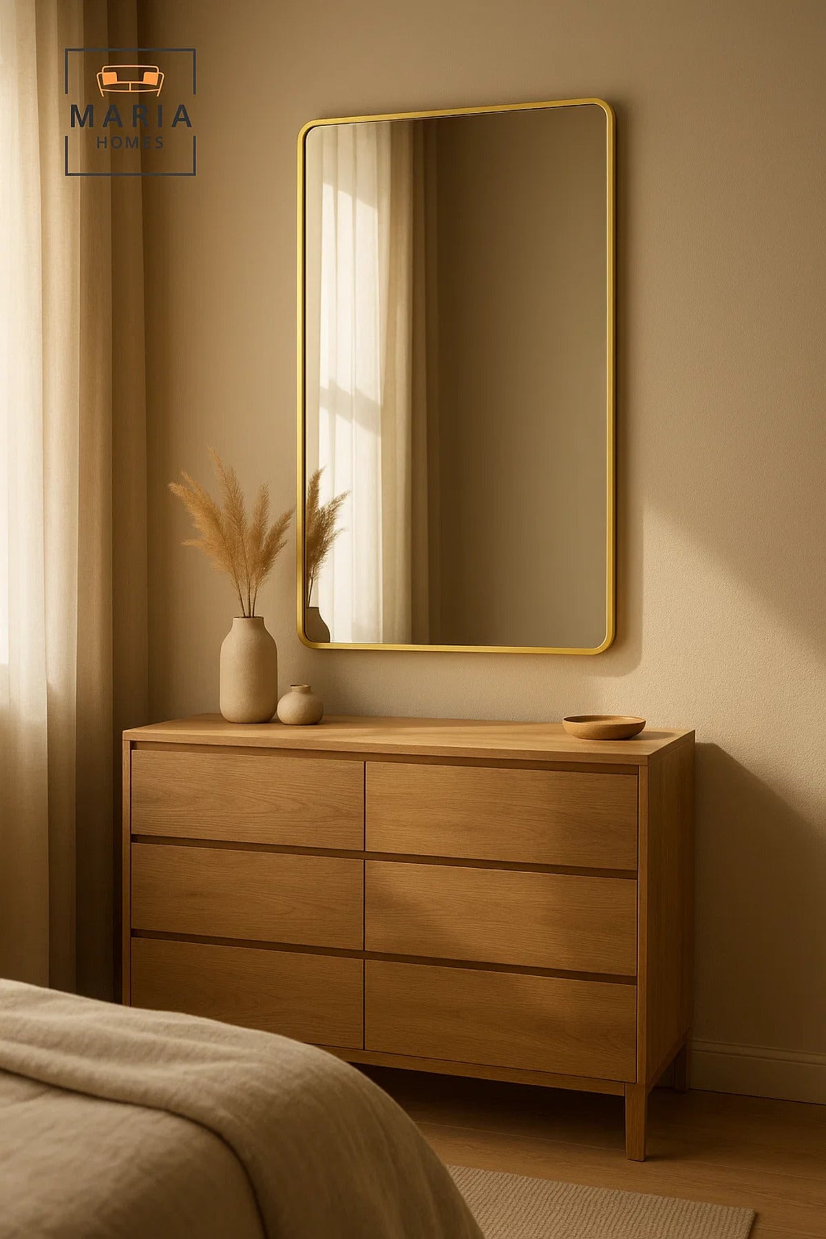 Gold Frame Wall Mirror for Bedroom, Bathroom & Living Room Home D≈Ωcor 70x140