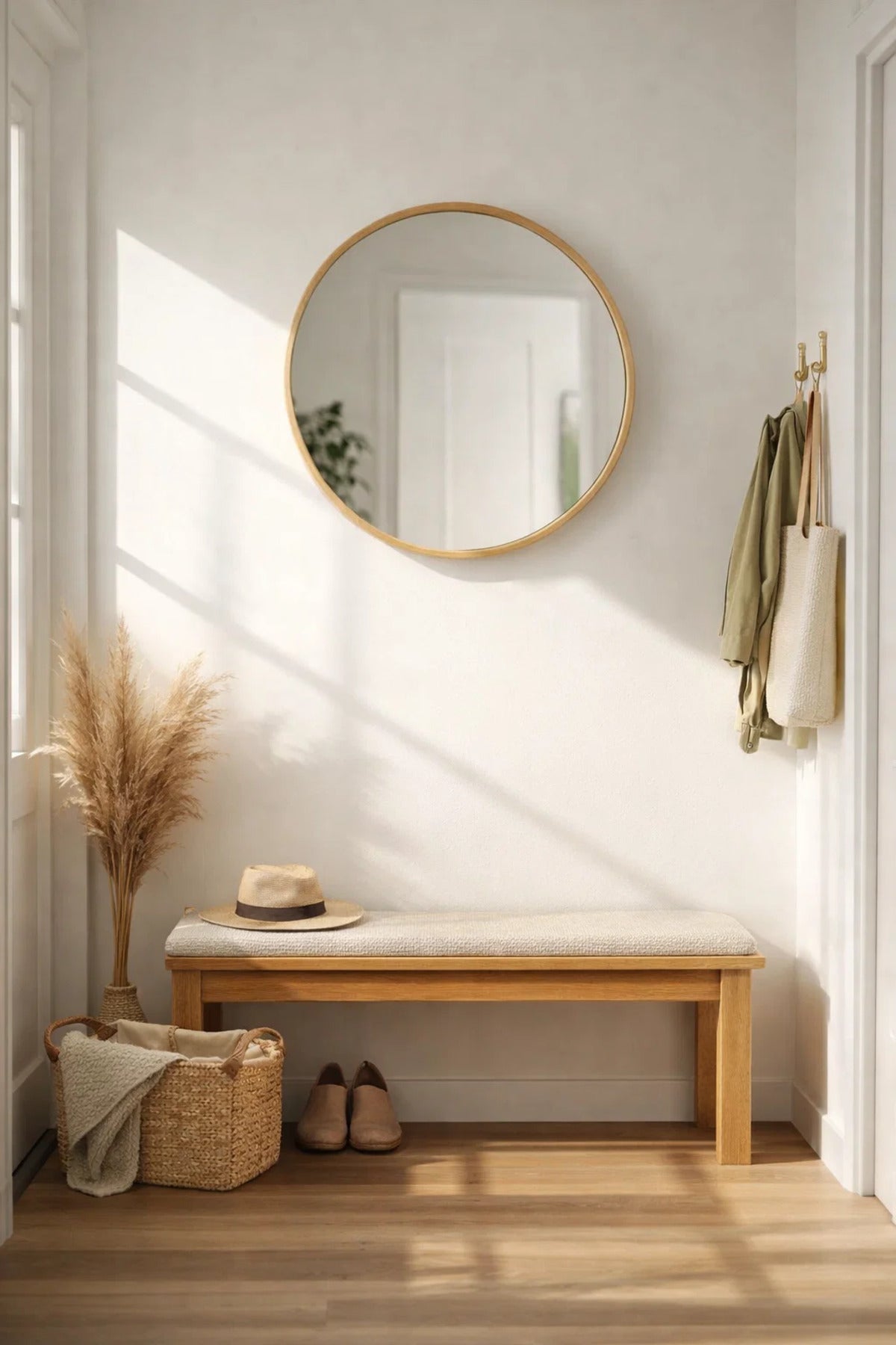 Elegant Round Wall Mirror with Slim Gold Frame for Modern Interiors