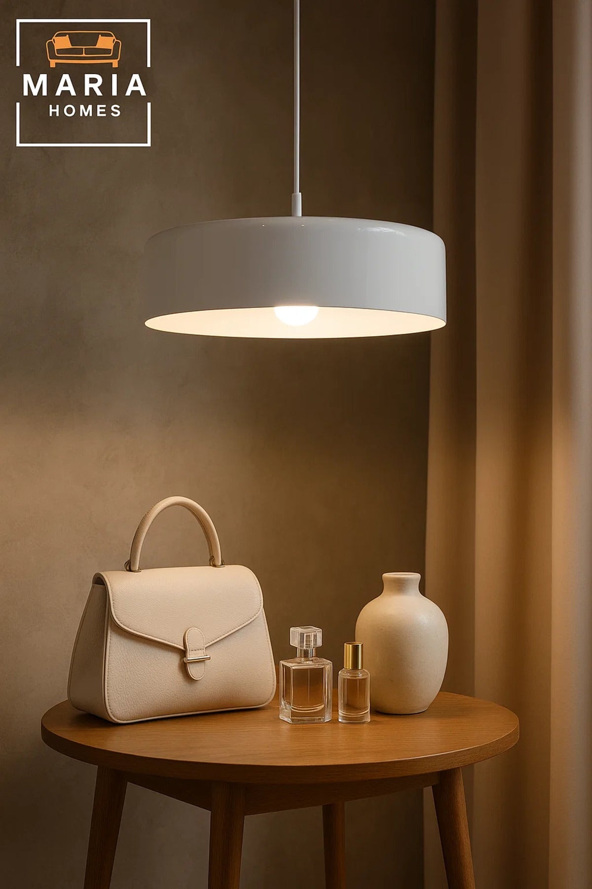 Glossy White Cylinder Pendant Light