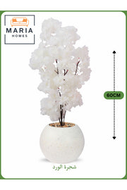 Artificial White Flower Tree 60 cm Ð Decorative Indoor Floral Plant with White Pot
