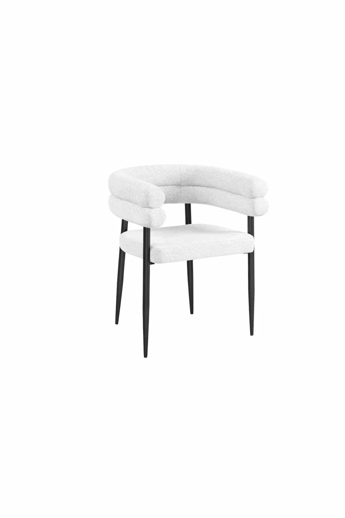 Light Grey Boucl≈Ω Arm Dining Chair 76x52x49cm Modern light grey boucl≈Ω Kitchen