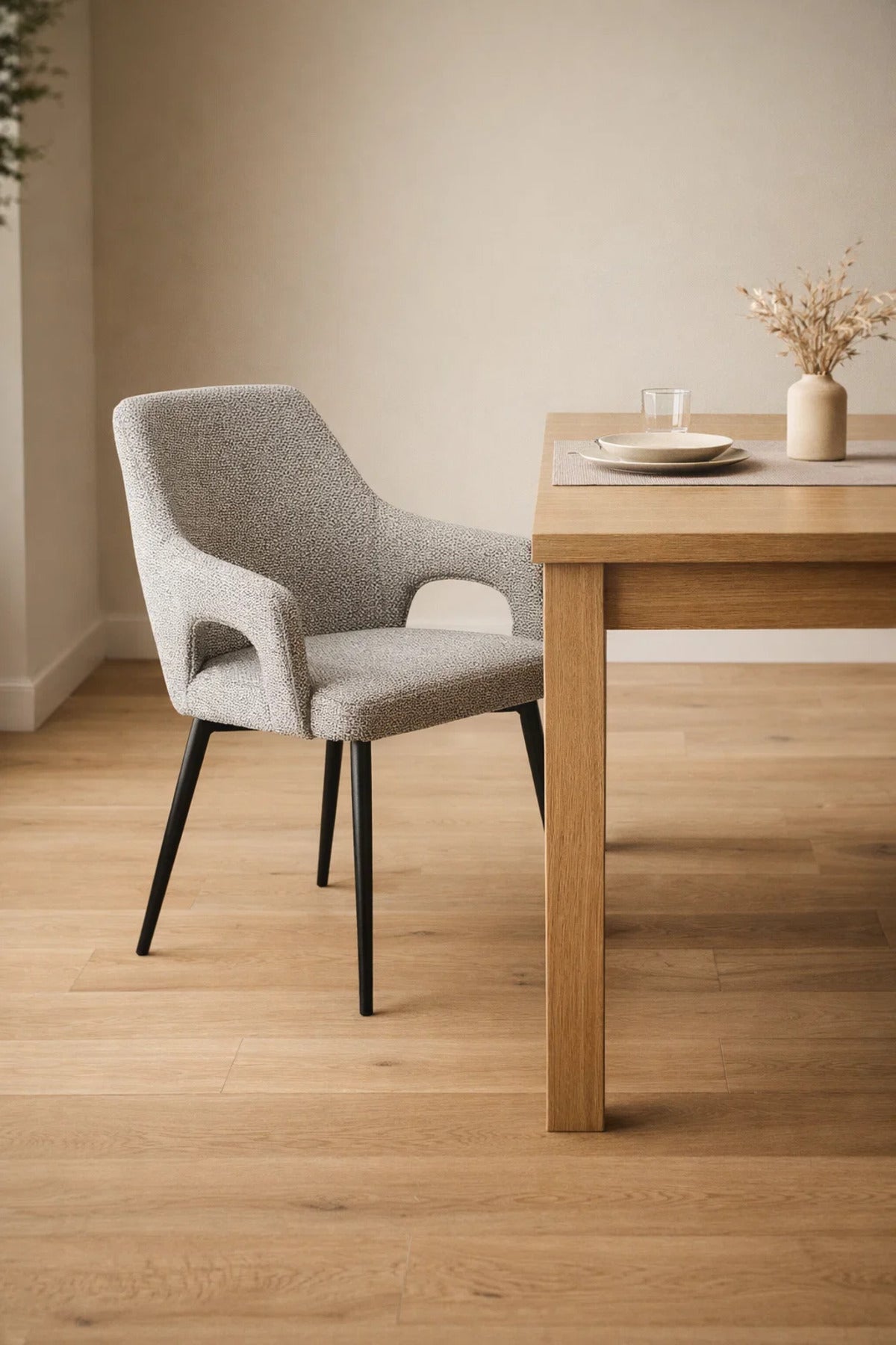 Modern Upholstered Dining Chair with Armrests Contemporary Design