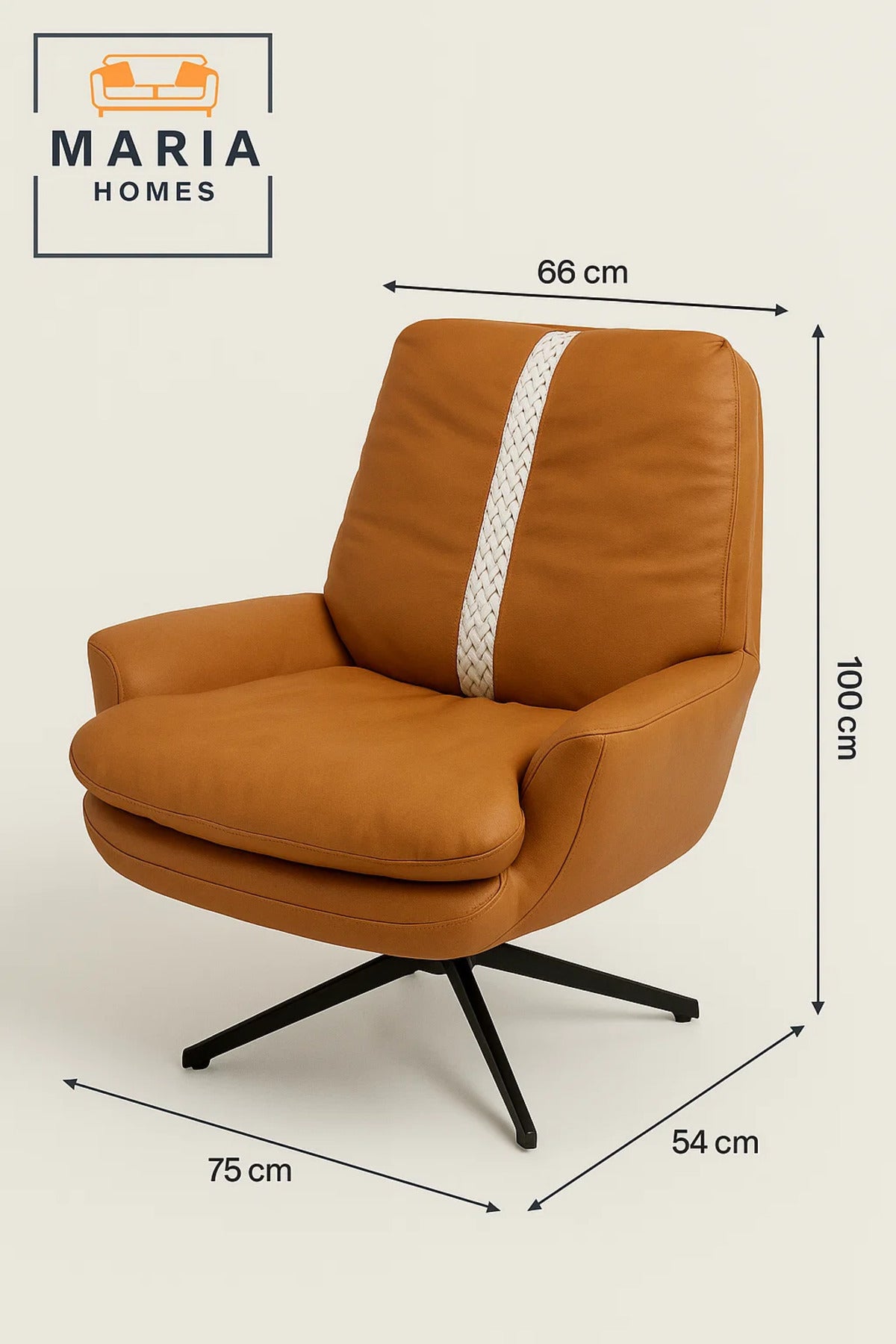 Modern Orange Lounge Chair with White Accent Stripe Ð Faux Leather Comfort Chair for Living Room