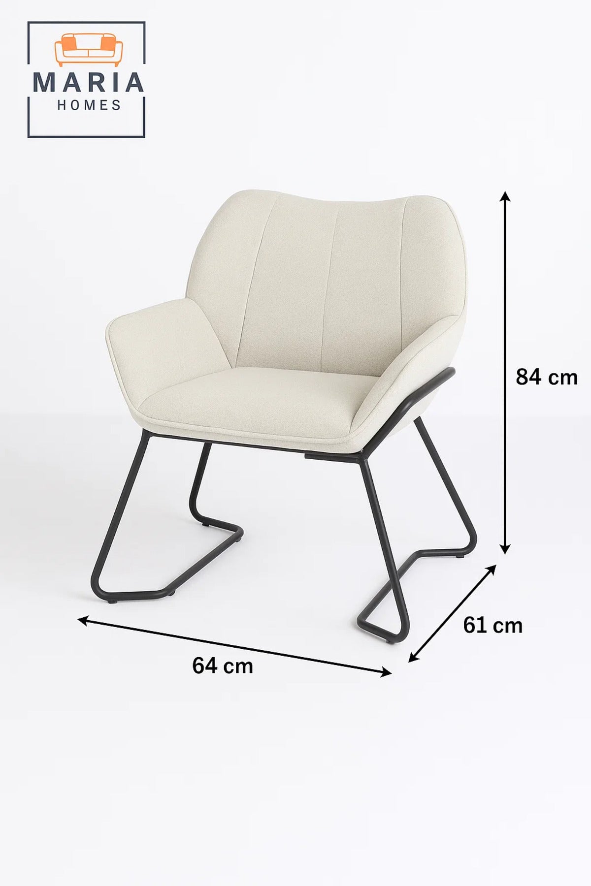 Cream Upholstered Lounge Chair Ð Wide Fabric Armchair with Sled Metal Legs for Home or Office Use